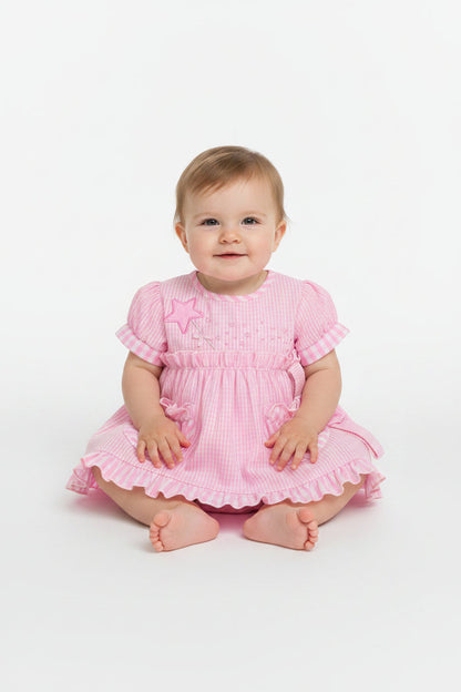 3pc Baby Girls Dress Set - Pink Checker (0-9m) (PK6) - K14235