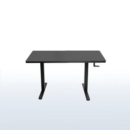 Black, simple crank height adjustable standing desk.