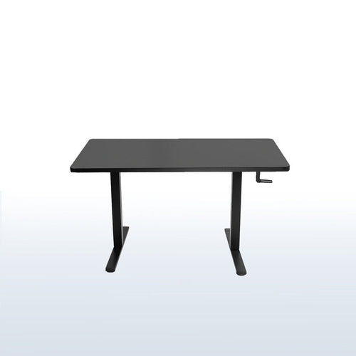 Black, simple crank height adjustable standing desk.