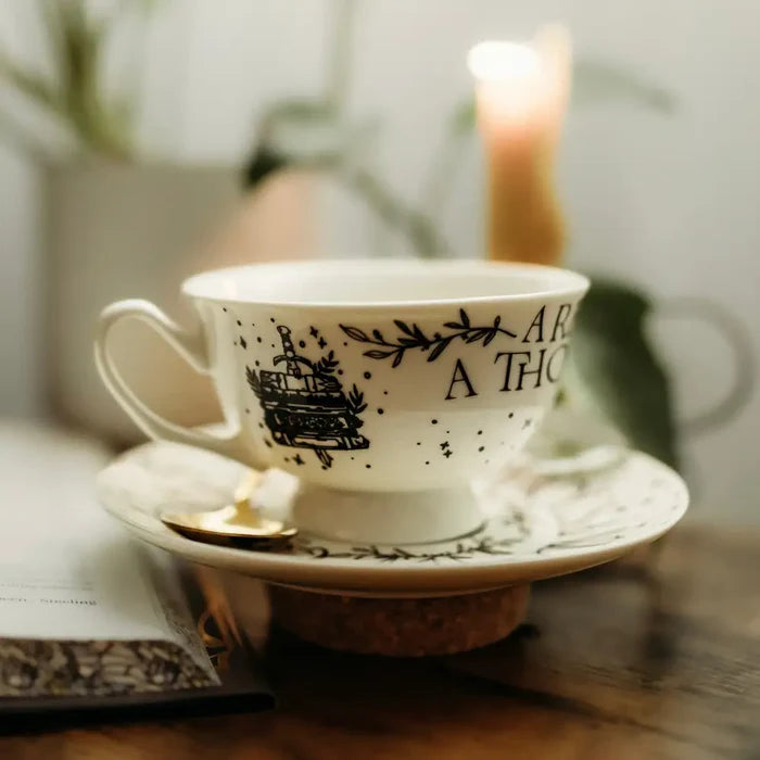A Reader Lives Tea Cup Saucer & Spoon Drinkware