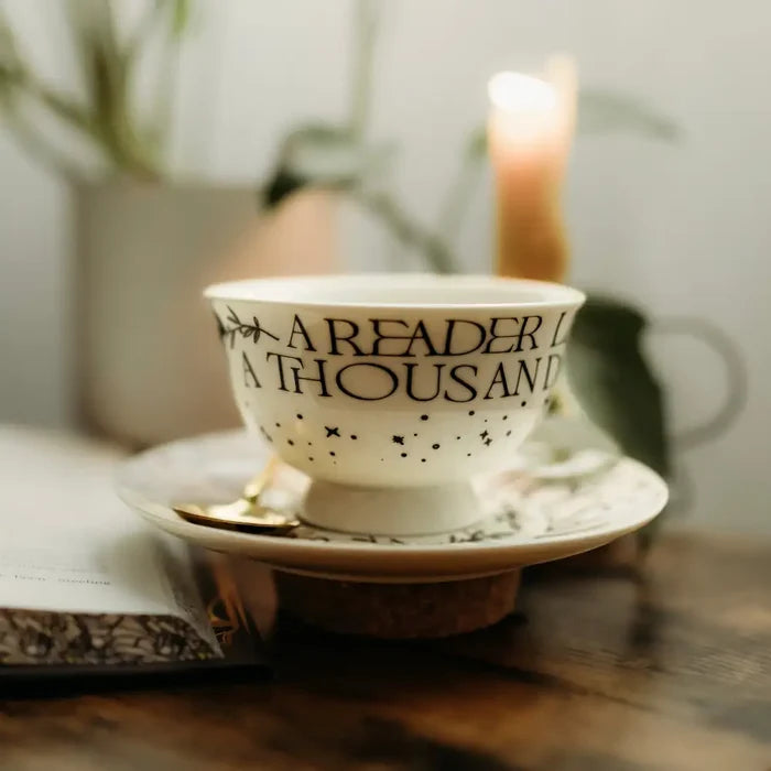 A Reader Lives Tea Cup Saucer & Spoon Drinkware