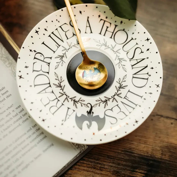 A Reader Lives Tea Cup Saucer & Spoon Drinkware