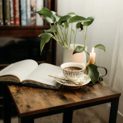 A Reader Lives Tea Cup Saucer & Spoon Drinkware