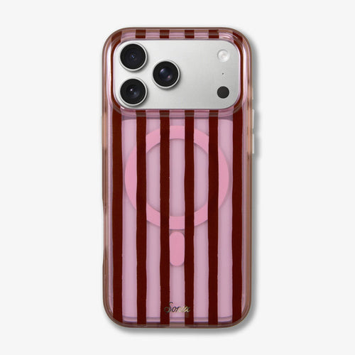 Abstract Stripe Pink / Cognac MagSafe® Compatible iPhone Case