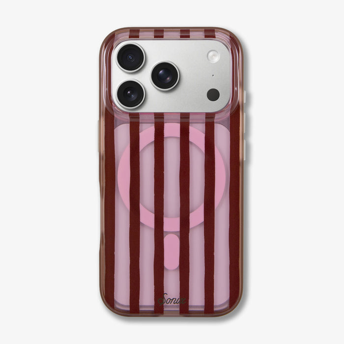 Abstract Stripe Pink / Cognac MagSafe® Compatible iPhone Case