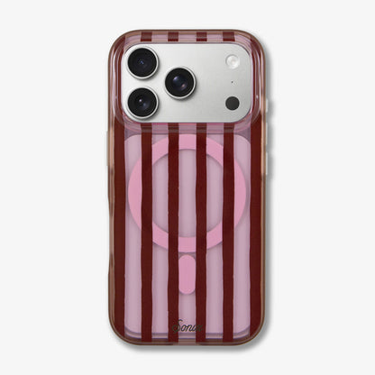 Abstract Stripe Pink / Cognac MagSafe® Compatible iPhone Case