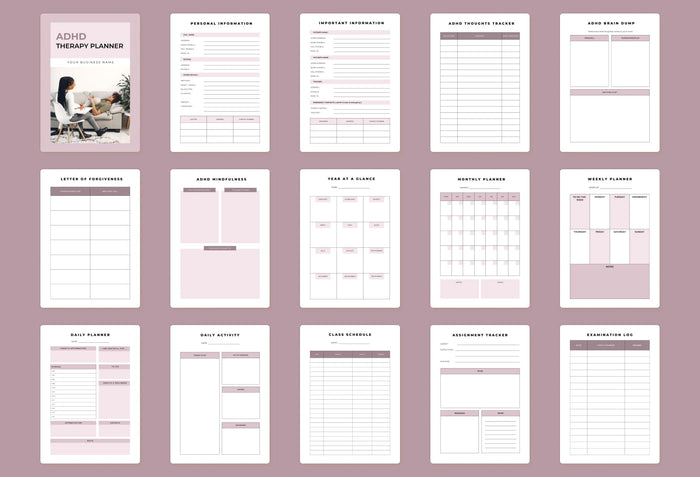 Ladystrategist ADHD Therapy Planner Canva Template A4 Size instagram canva templates social media templates etsy free canva templates