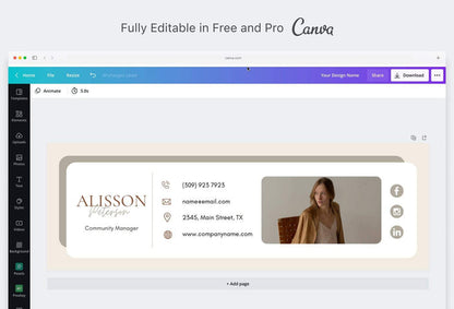 Ladystrategist Alisson Email Signature Template Editable Canva Template Rose Gold instagram canva templates social media templates etsy free canva templates