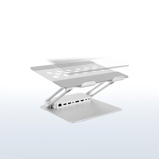 Folding aluminum laptop riser.