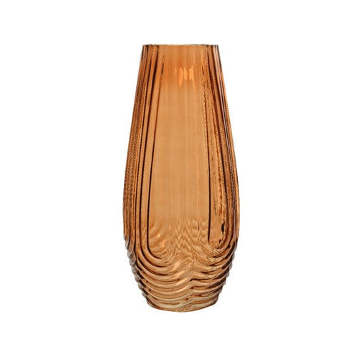 Amber Ribbed Glass Vase