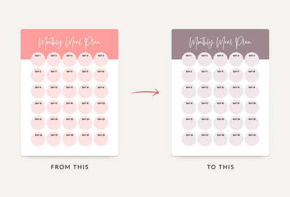 Ladystrategist American Pink Monthly Meal Plan Calendar Printable and Editable Canva Template instagram canva templates social media templates etsy free canva templates