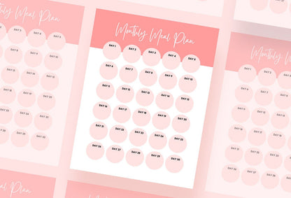Ladystrategist American Pink Monthly Meal Plan Calendar Printable and Editable Canva Template instagram canva templates social media templates etsy free canva templates