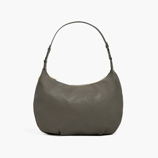 front view of Aoyama 2 Leather in Green with a short shoulder strap length