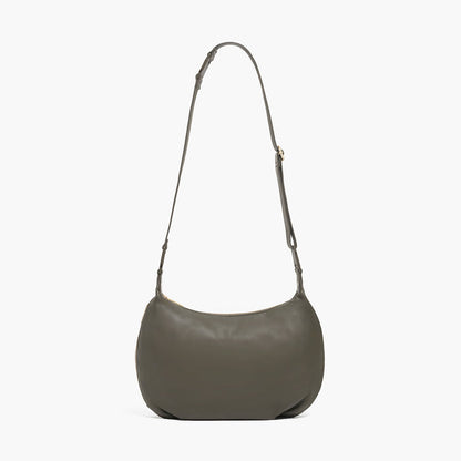 front view of Aoyama 2 Leather in Green with a long crossbody strap length