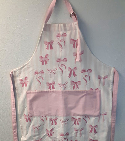 Apron Bow Striped Pink