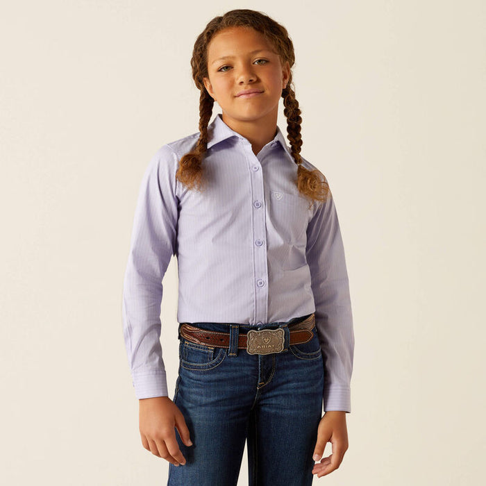 Ariat Youth Girl's Kirby Western Button Down Shirt in Sweet Lavender Stripe