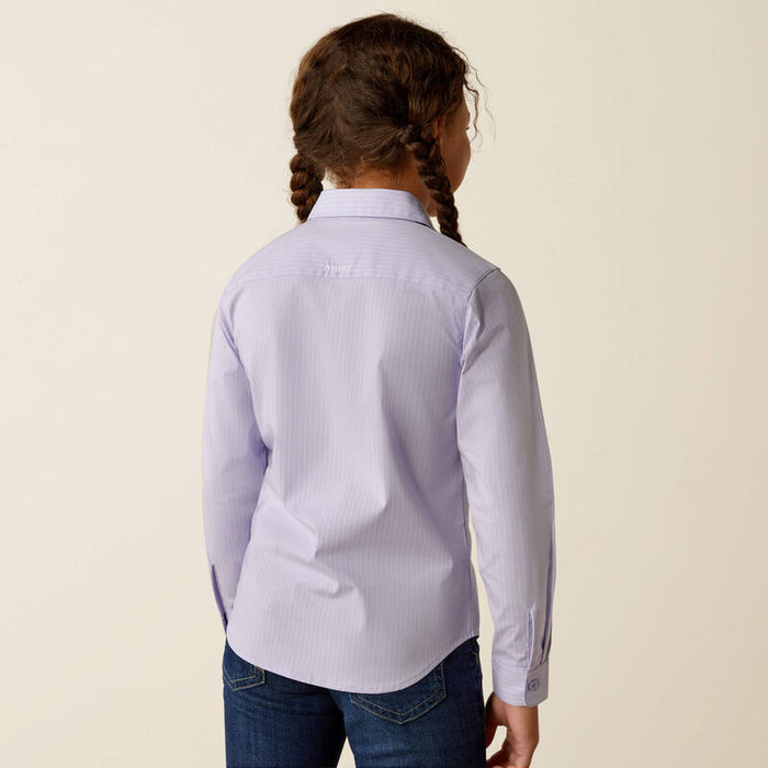 Ariat Youth Girl's Kirby Western Button Down Shirt in Sweet Lavender Stripe