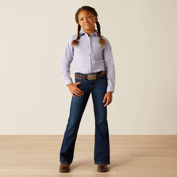 Ariat Youth Girl's Kirby Western Button Down Shirt in Sweet Lavender Stripe