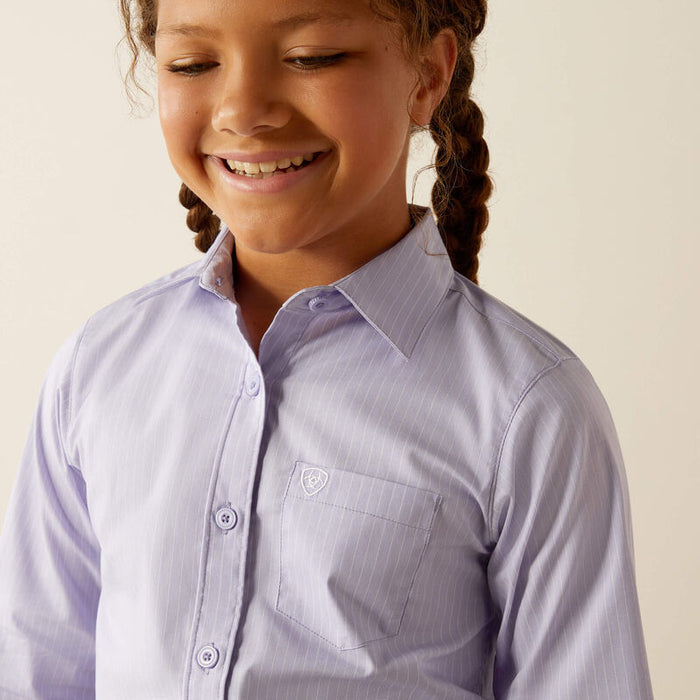 Ariat Youth Girl's Kirby Western Button Down Shirt in Sweet Lavender Stripe