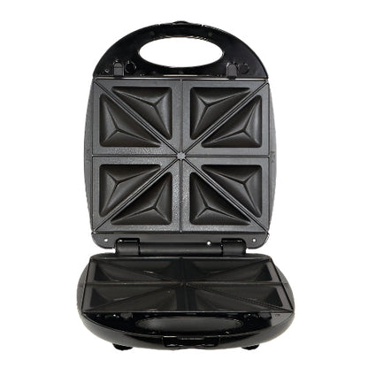 Black waffle maker on a white background