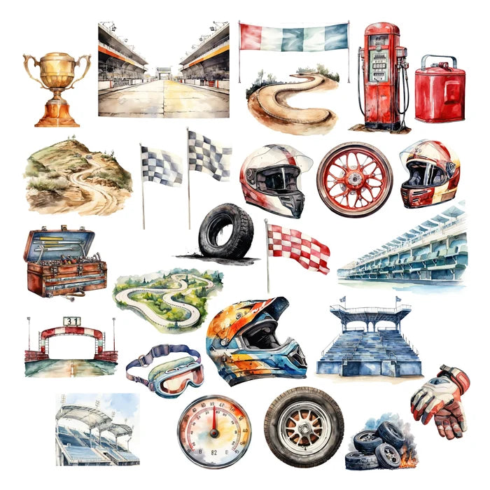 At the speedway icons ephemera by Simply Stated Designs