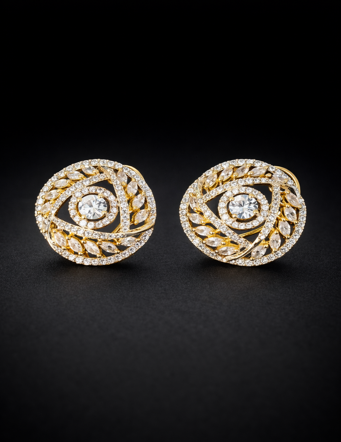 Aurelia Eye Halo Faux Diamond Stud Earrings