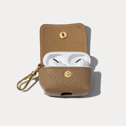 Avery Vegan AirPods Clip-On Pouch- Taupe/Gold