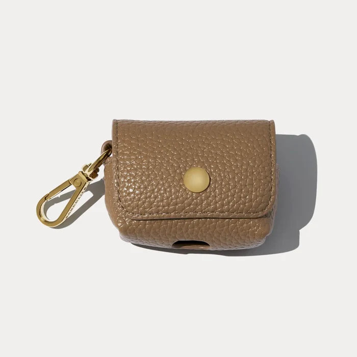 Avery Vegan AirPods Clip-On Pouch- Taupe/Gold