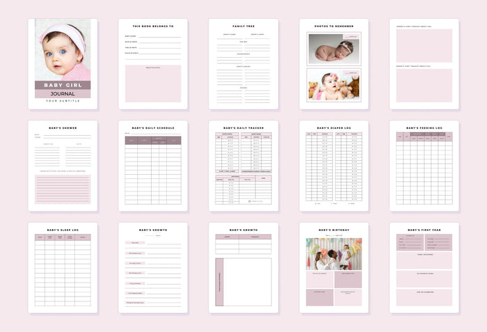 Ladystrategist Baby Girl Journal Canva Template instagram canva templates social media templates etsy free canva templates