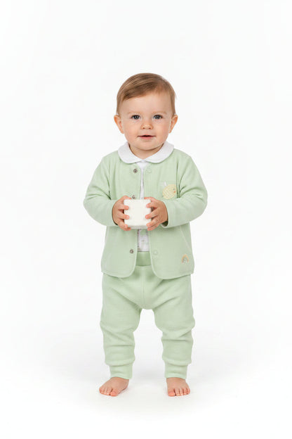 Baby Sage Waffle Fabric 3 Piece Outfit - Jacket, S/S top & Pant (Pack of 6) - M14265