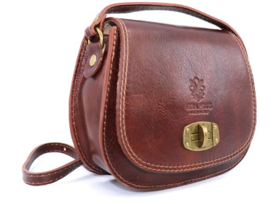 Bagitali Arabella Leather Saddle Bag - Dark Tan