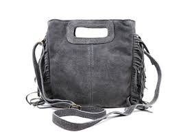 Bagitali Sienna Suede Tassel Bag - Grey