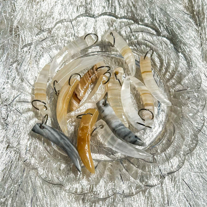 Banded Onyx Tusk Pendant Necklace