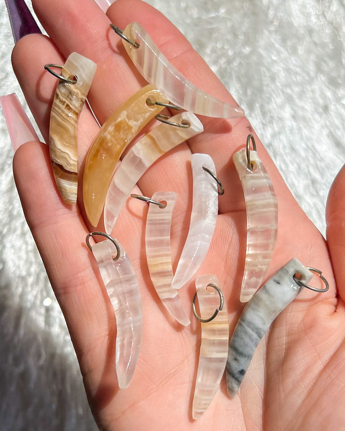 Banded Onyx Tusk Pendant Necklace