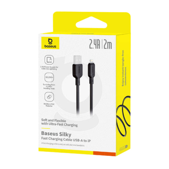 Baseus Silky Series USB-A to Lightning Fast Charging Cable 2m 2.4A — Cluster Black
