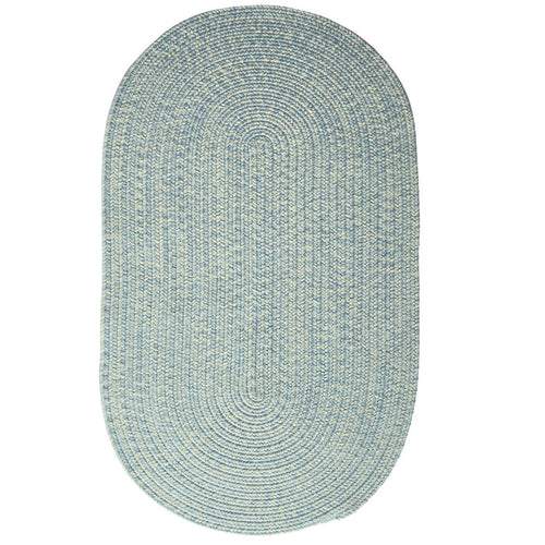 Beach Barn Tweed Baby Blue Braided Rug Oval image