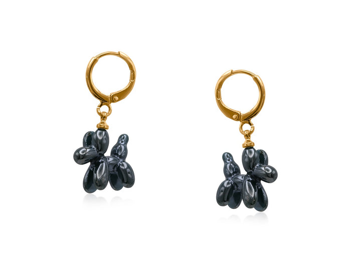 Bella Balloon Dog Huggie Earrings - Emerald