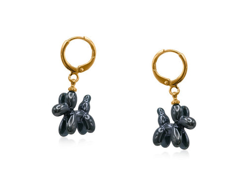 Bella Balloon Dog Huggie Earrings - Emerald