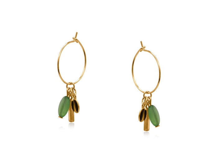 Bella Charm Hoop Earrings - Emerald
