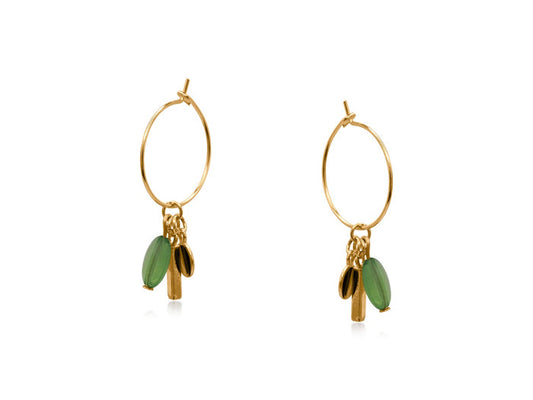Bella Charm Hoop Earrings - Emerald