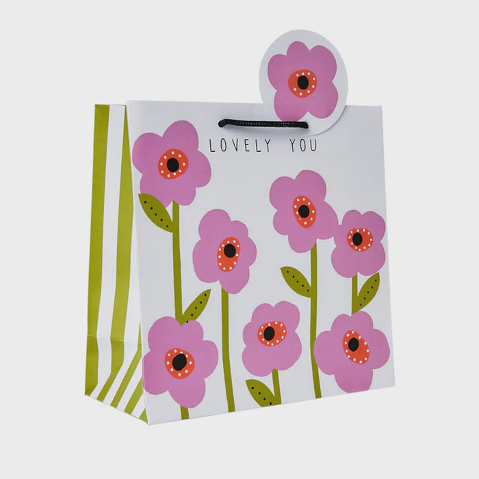 Belly Button Mabel Mauve Flower Medium Gift Bag