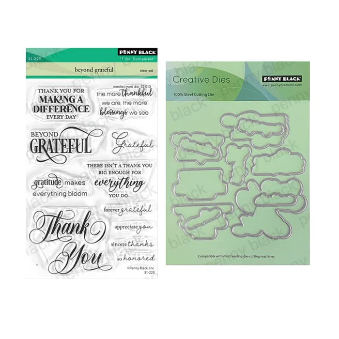 Beyond Grateful Clear Stamp and Die Set by Penny Black