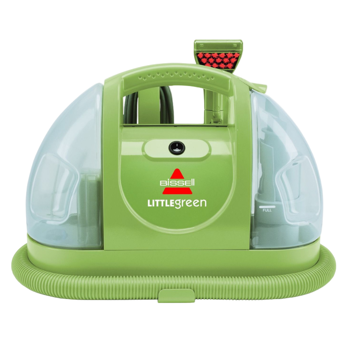 Green Bissell Little Green portable carpet cleaner on a white background