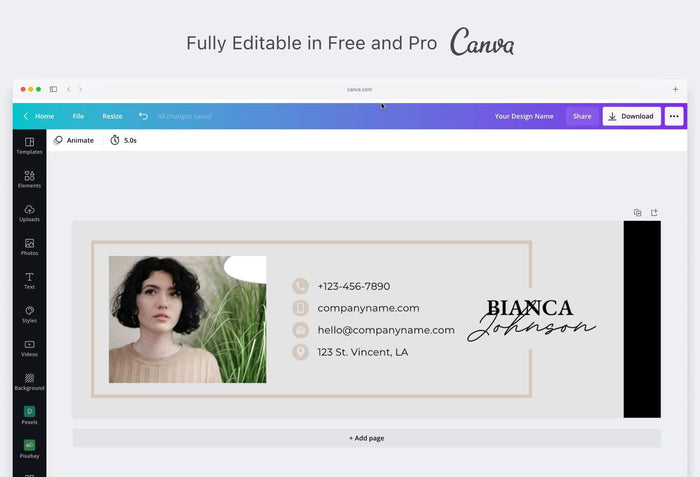 Ladystrategist Blanca Email Signature Template Editable Canva Template Rose Gold instagram canva templates social media templates etsy free canva templates