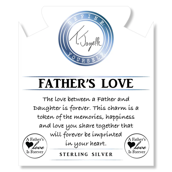 Blue Agate Stone Bracelet with Fathers Love Sterling Silver Charm