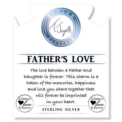 Blue Agate Stone Bracelet with Fathers Love Sterling Silver Charm