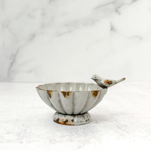 Bowl w/Bird Decorative Pewter GRAY