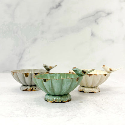 Bowl w/Bird Decorative Pewter GRAY