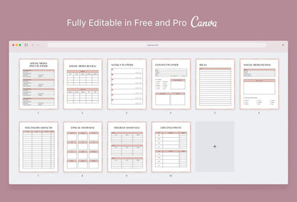 Ladystrategist 10 Page Brand and Social Media Plan Canva Template instagram canva templates social media templates etsy free canva templates