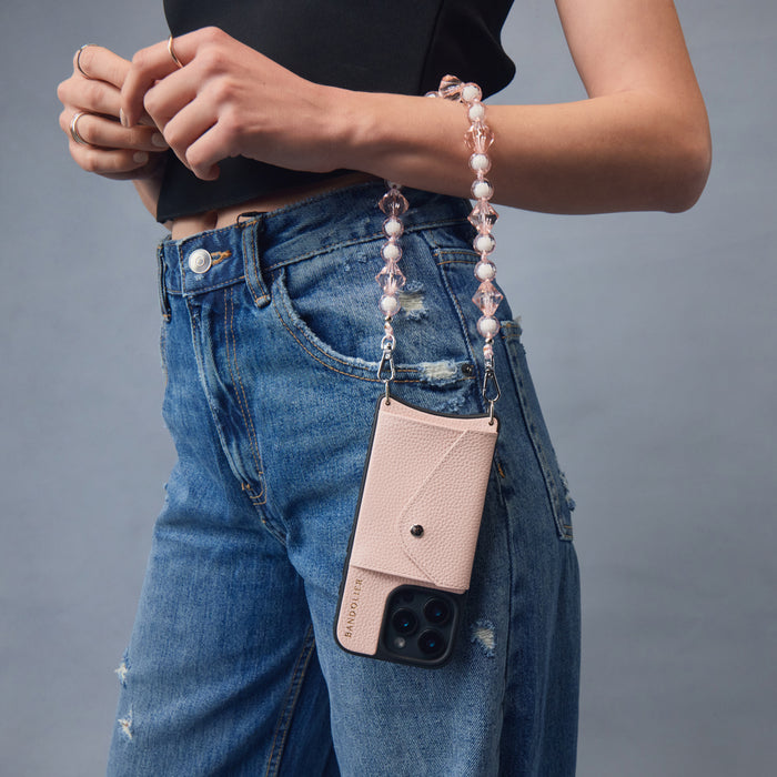 Brandi Wristlet - Pastel Pink/Silver